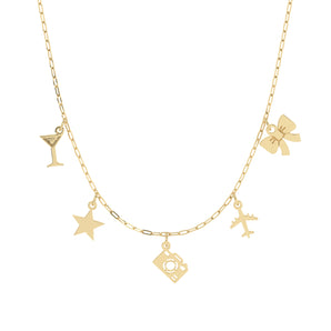 Build Your Own Five Charm Necklace | 10k Yellow Gold
