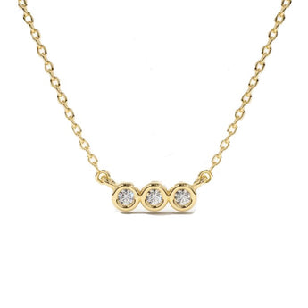 three diamond bezel set necklace