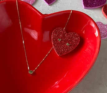 gold heart necklace on a chain for valentine's day