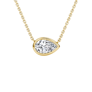 Bezel East West Pear Lab Diamond Necklace