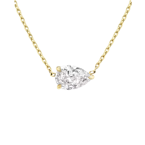 East West Pear Lab Solitaire Diamond Necklace