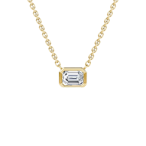 Bezel East West Emerald Lab Diamond Necklace