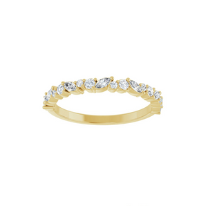 Marquise Round Diamond Partial Eternity Ring | 14k Gold