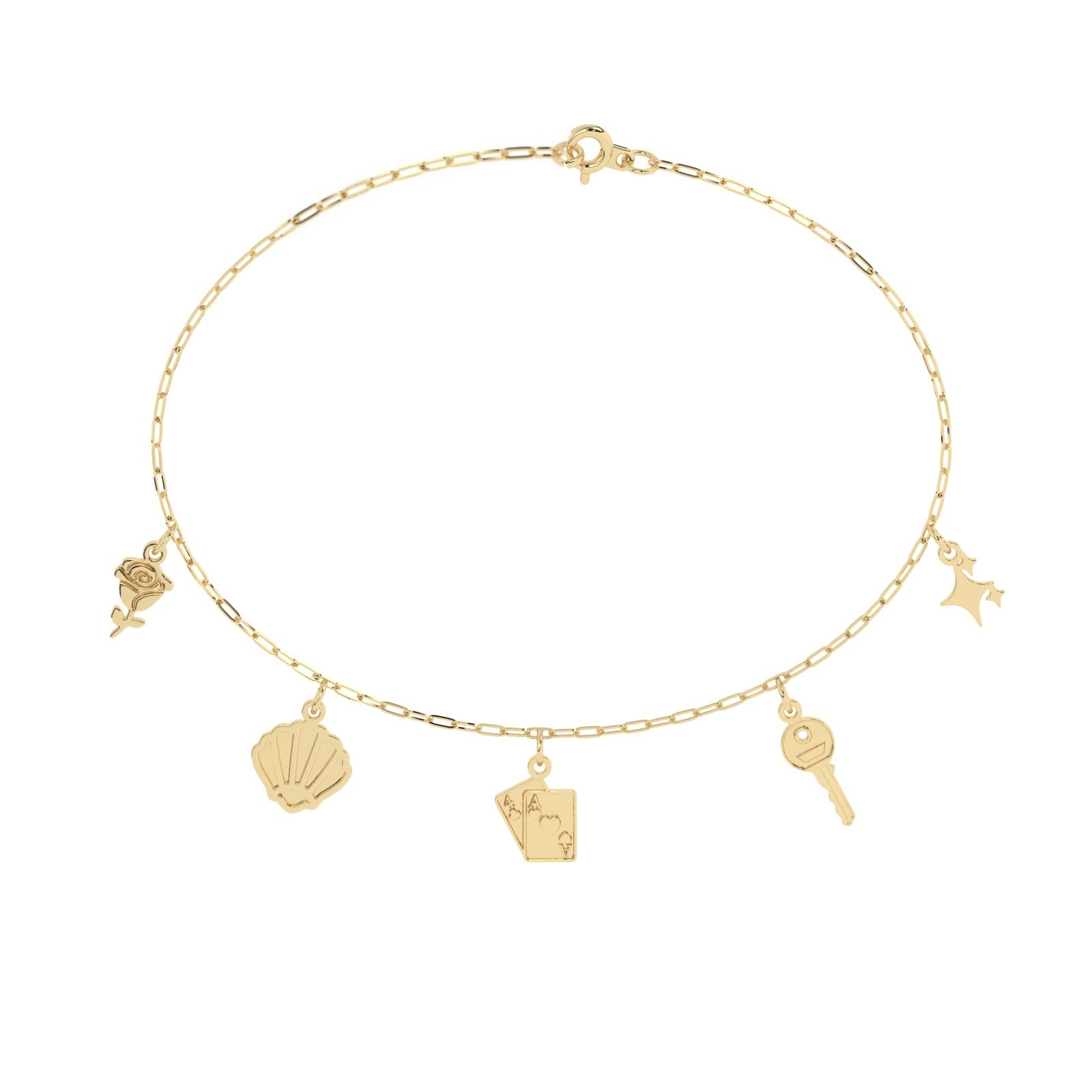 Build Your Own Five Charm Bracelet 10k Yellow Gold – Dainty Diamond