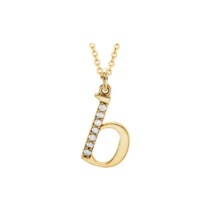 Lowercase Half Diamond Initial Pendant Necklace