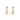 Two Stone Bezel Hanging Stud Earrings