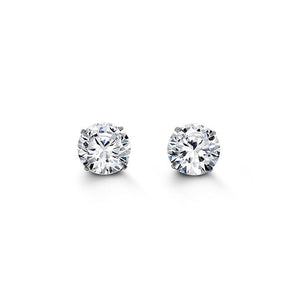Round Cubic Studs | White Gold