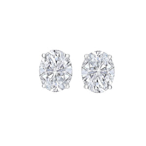Silver CZ Oval Studs