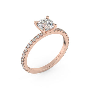 Partial Pave Cushion Cut Engagement Ring