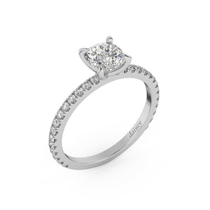 Partial Pave Cushion Cut Engagement Ring