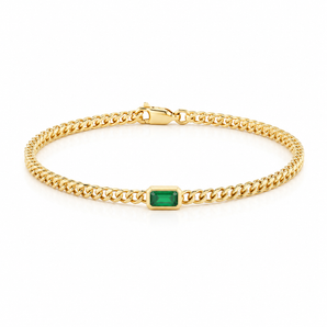 Emerald Bezel Birthstone Bracelet