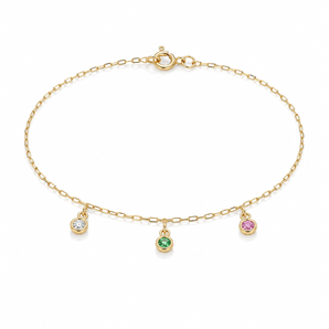 Birthstone Charm Bracelet | 10k Solid Gold