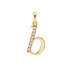Lowercase Half Diamond Initial Pendant Necklace