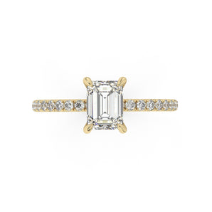 Partial Pave Hidden Halo Emerald Cut Engagement Ring