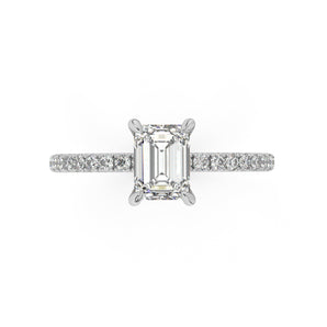 Partial Pave Emerald Cut Engagement Ring