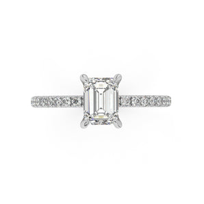 Partial Pave Emerald Cut Engagement Ring