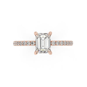 Partial Pave Emerald Cut Engagement Ring