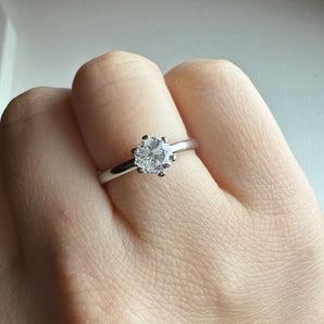Six Prong Natural Round Diamond Engagement Ring