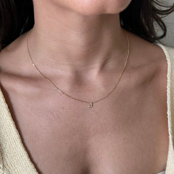 serif initial necklace