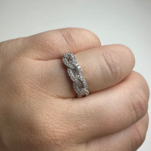 Natural Diamond Infinity Round and Baguette Ring