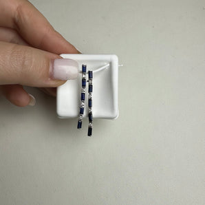 Double Row Blue Sapphire Diamond Pendant