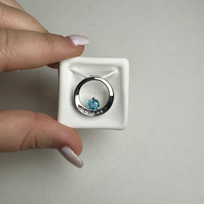 Blue Topaz Circle Pendant