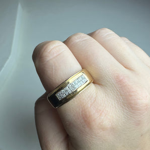 Indented Double Row Channel Set Half Eternity Ring