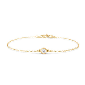 Dainty Diamond Bezel Bracelet | 14k Yellow Gold