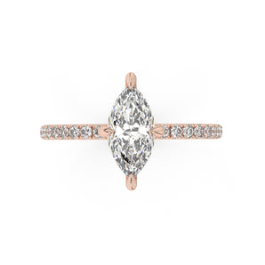 Partial Pave Marquise Cut Engagement Ring