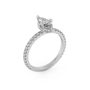 Partial Pave Hidden Halo Marquise Cut Engagement Ring