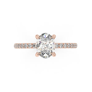 Partial Pave Hidden Halo Oval Cut Engagement Ring