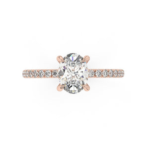 Partial Pave Oval Cut Engagement Ring