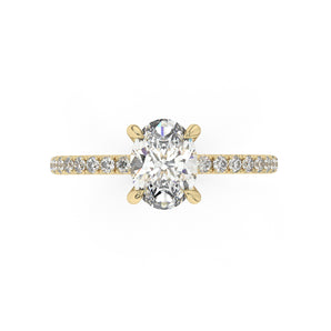 Partial Pave Oval Cut Engagement Ring
