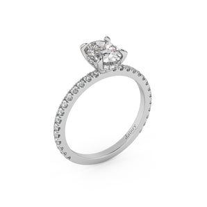 Partial Pave Hidden Halo Oval Cut Engagement Ring