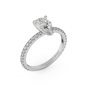Partial Pave Pear Cut Engagement Ring