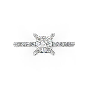 Partial Pave Princess Cut Engagement Ring