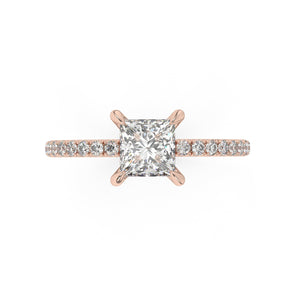 Partial Pave Princess Cut Engagement Ring
