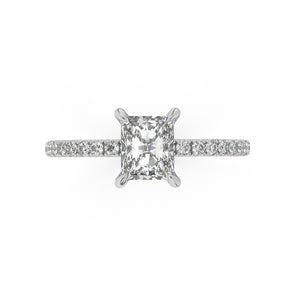 Partial Pave Hidden Halo Radiant Cut Engagement Ring