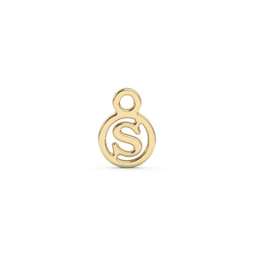 Circle Initial Charm - S | 10k Yellow Gold