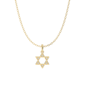 Mini Dainty Magen David Diamond Pendant Necklace