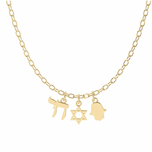 Chamsa, Magen David, Chai Necklace