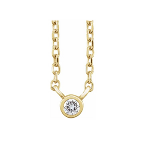 Dainty Diamond Bezel Necklace | .03ctw | 14k Yellow Gold