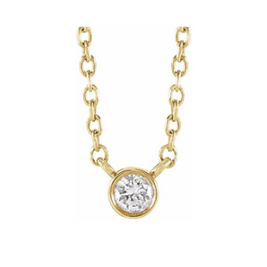 Dainty Diamond Bezel Necklace | .25ctw |  14k Yellow Gold