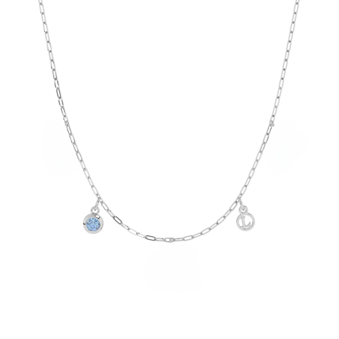 Build Your Own Two Charm Necklace Sterling Silver Dainty Diamond