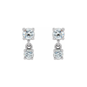 Two Stone Hanging Stud Earrings