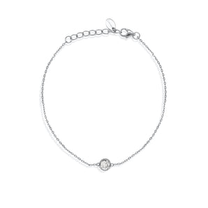 Silver Bezel Set Solitaire Bracelet