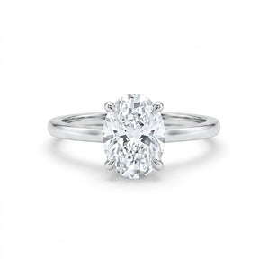 2.54ctw Oval Lab Diamond Signature Setting With Hidden Halo and Diamonds on The Prongs