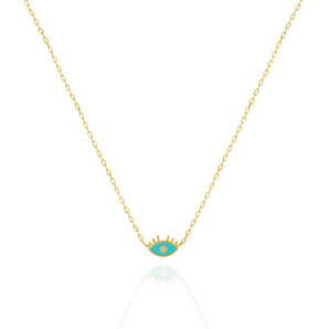 CZ Enamel Evil Eye Necklace