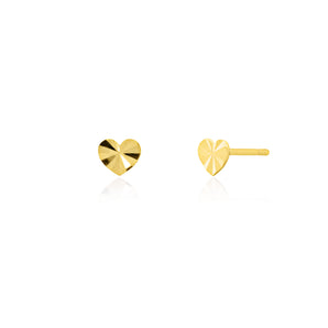 Diamond Cut Gold Heart Studs