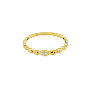 CZ Gold Bead Ring
